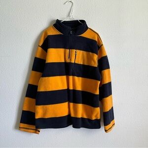 GAP Kids Navy and Gold Striped Rugby quarter zip fleece sweatshirt L 10